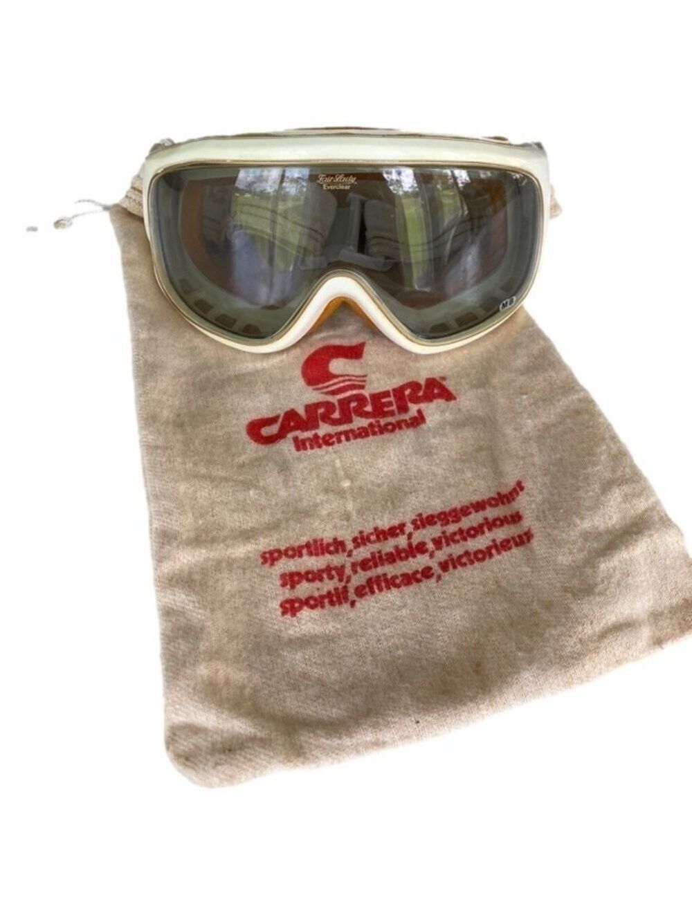 VINTAGE Carrera Ski Goggles + Bag Fair Lady Everclear Adjustable Model 5038 OS
